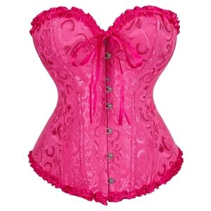 Plus size Barbiecore coquette boned lace up fuchsia pink bustier corset top 3xl